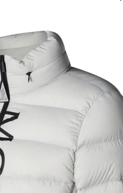 GIUBBINO MONCLER UOMO BIANCO SCRITTA NERA