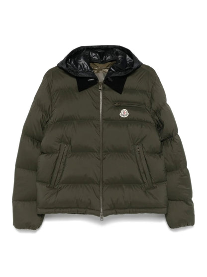 GIUBBINO MONCLER UOMO VERDE CON CAPPUCCIO NERO