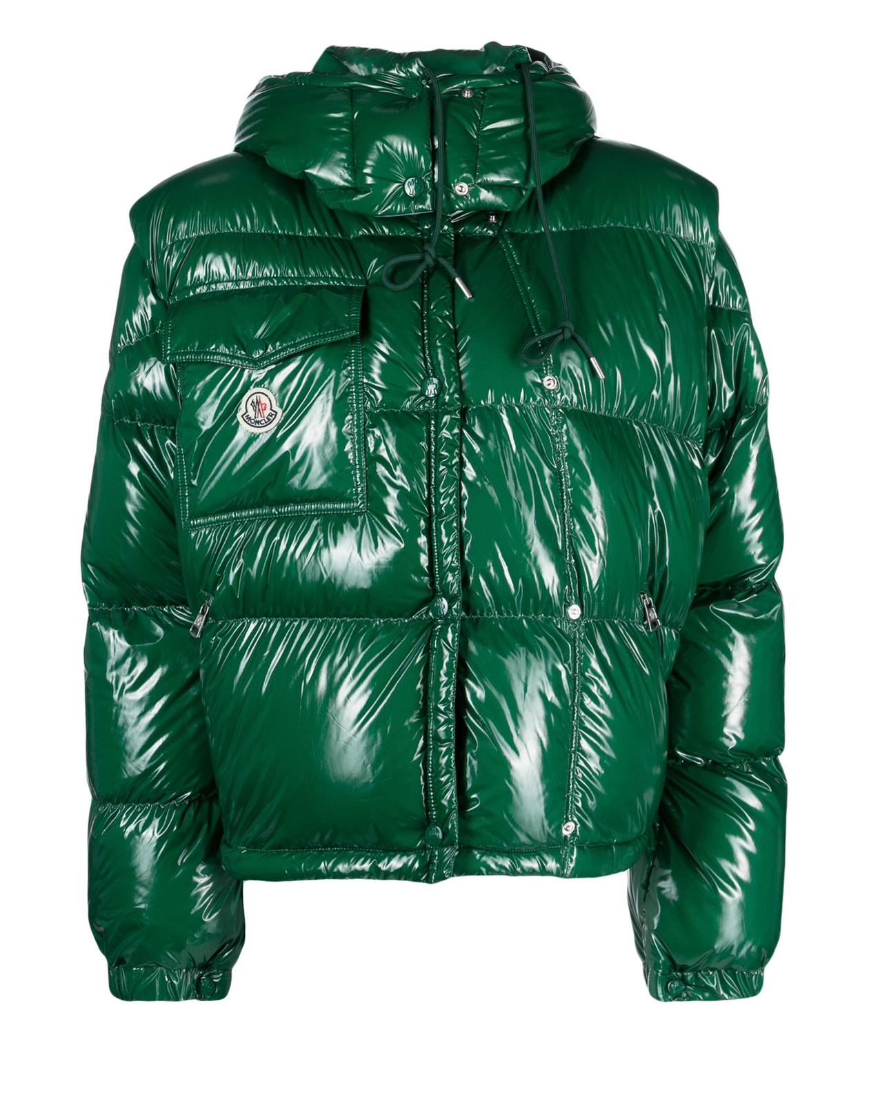 GIUBBINO MONCLER CORTO DONNA VERDE CON CAPPUCCIO